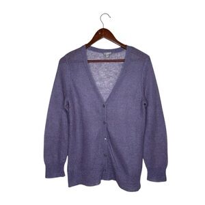 Vintage J. Jill Mohair Wool Knit Purple Cardigan